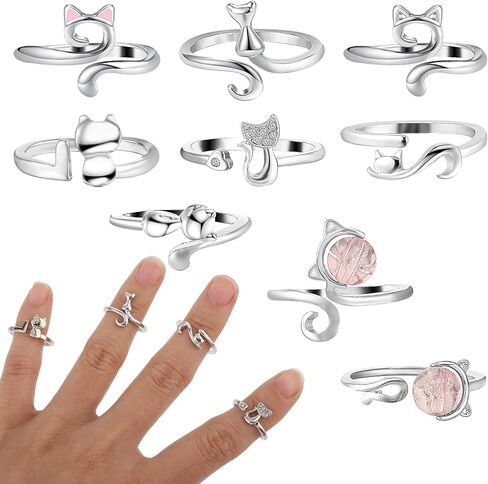 9 Pcs Crochet Ring for Finger Adjustable Knitting Crochet Tension Loop Accessories Metal Yarn Guide Finger Holder Rings for DIY Crafts, Knitting & Crochet Supplies in Saudi Arabia