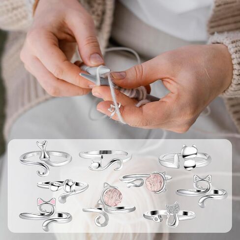 9 Pcs Crochet Ring for Finger Adjustable Knitting Crochet Tension Loop Accessories Metal Yarn Guide Finger Holder Rings for DIY Crafts, Knitting & Crochet Supplies in Saudi Arabia
