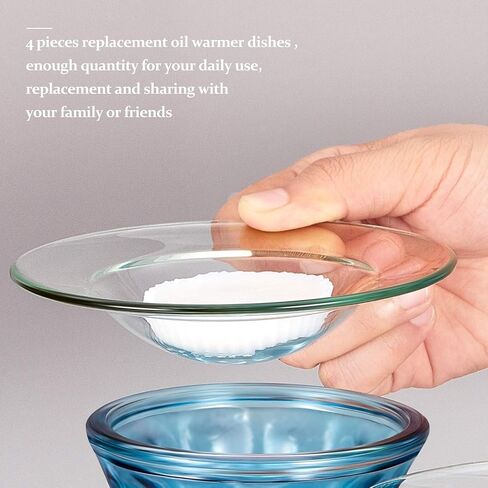 Replacement Oil Warmer Dish Round Glass Dish Wax Melt Candle Warmer Bowl Plate Lid Tray for Aroma Therapy Lamp Electric Lamps Oil and Tart Warmers (4 Pieces,4.5 Inches) in Saudi Arabia