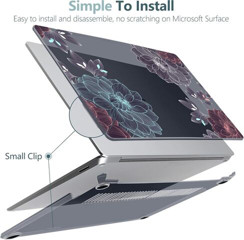 DONGKE Case for 12.4 Inch Microsoft Surface Laptop Go 2 2022 Model 2013 & Surface Laptop Go 1 2020 Model 1943, Plastic Hard Shell Case with Keyboard Cover & Screen Protector, Dahlia Flowers in Saudi Arabia