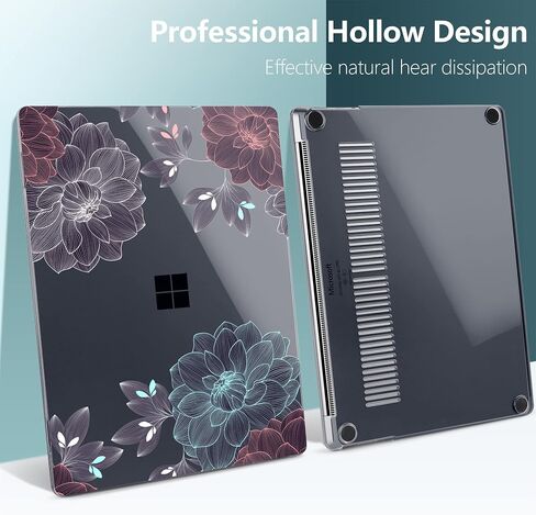 DONGKE Case for 12.4 Inch Microsoft Surface Laptop Go 2 2022 Model 2013 & Surface Laptop Go 1 2020 Model 1943, Plastic Hard Shell Case with Keyboard Cover & Screen Protector, Dahlia Flowers in Saudi Arabia
