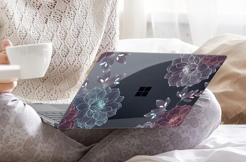 DONGKE Case for 12.4 Inch Microsoft Surface Laptop Go 2 2022 Model 2013 & Surface Laptop Go 1 2020 Model 1943, Plastic Hard Shell Case with Keyboard Cover & Screen Protector, Dahlia Flowers in Saudi Arabia