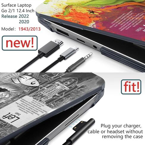 حافظة DONGKE لجهاز الكمبيوتر المحمول Microsoft Surface Go 2 2022 موديل 2013 مقاس 12.4 بوصة والكمبيوتر المحمول Surface Go 1 2020 موديل 1943، حافظة بلاستيكية صلبة مع غطاء لوحة مفاتيح وواقي شاشة، زهور الداليا in Kuwait