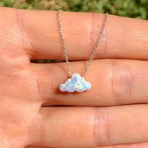 JczR.Y Opal Necklace Resin Cloud Necklace for Women Blue White Cloud Pendant Necklace Tiny Imitation Opal Necklace Clavicle Chain Holiday Gift Jewelry in Kuwait