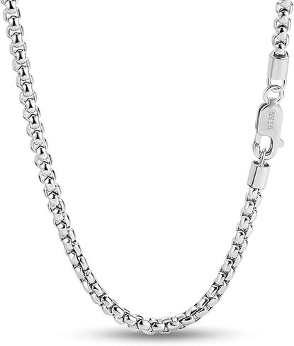 Italy Design 925 Sterling Silver Necklace Men & Women 3MM Square Rolo Link Round Box Chain Chokers 18" 20" 22" 24" 26" 28" Jewelry in Saudi Arabia