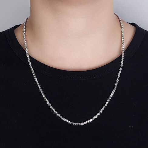Italy Design 925 Sterling Silver Necklace Men & Women 3MM Square Rolo Link Round Box Chain Chokers 18" 20" 22" 24" 26" 28" Jewelry in Saudi Arabia