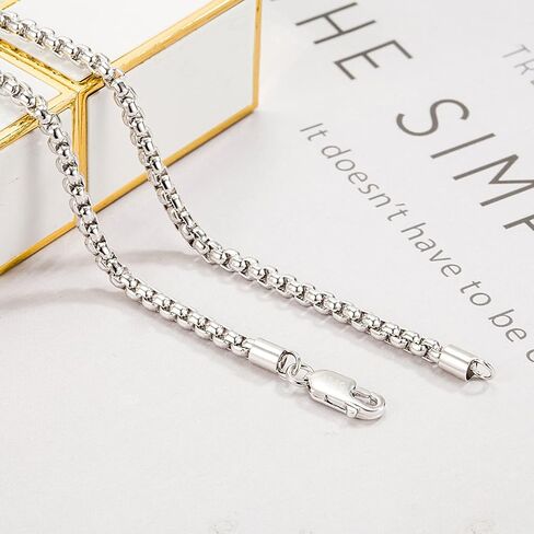 Italy Design 925 Sterling Silver Necklace Men & Women 3MM Square Rolo Link Round Box Chain Chokers 18" 20" 22" 24" 26" 28" Jewelry in Saudi Arabia