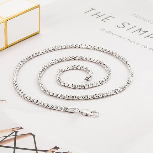 Italy Design 925 Sterling Silver Necklace Men & Women 3MM Square Rolo Link Round Box Chain Chokers 18" 20" 22" 24" 26" 28" Jewelry in Saudi Arabia