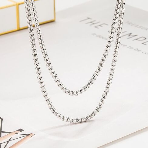 Italy Design 925 Sterling Silver Necklace Men & Women 3MM Square Rolo Link Round Box Chain Chokers 18" 20" 22" 24" 26" 28" Jewelry in Saudi Arabia