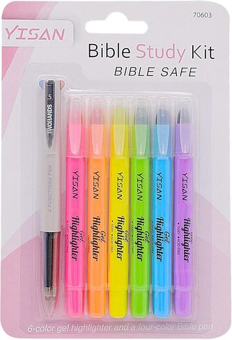 أقلام تمييز وأقلام الكتاب المقدس من YISAN لا تنزف، لوازم دراسة الكتاب المقدس، 6 أقلام تحديد هلامية وقلم متعدد الألوان لليوميات، أقلام التحديد الجافة، 70603 in Kuwait