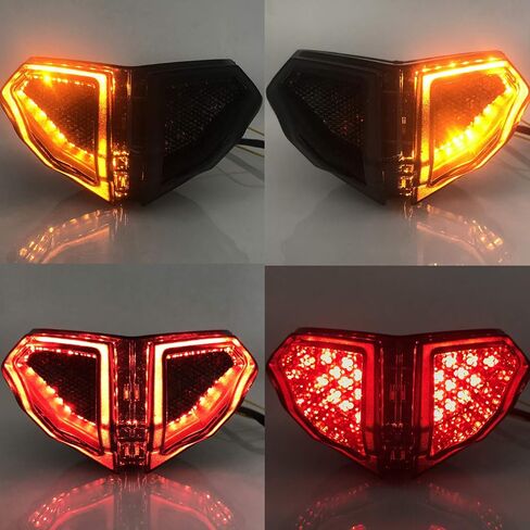 Qiilu Motorcycle LED Taillight,LED Brake Turn Signal Rear Light Assembly Smoky Lens High Brightness Fit for Ducati 848/1098/1198 in Saudi Arabia