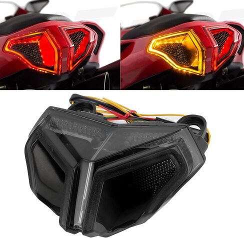 Qiilu Motorcycle LED Taillight,LED Brake Turn Signal Rear Light Assembly Smoky Lens High Brightness Fit for Ducati 848/1098/1198 in Saudi Arabia