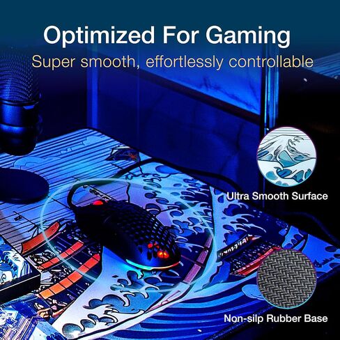 GUNMJO Dragon on fire Extended Gaming Mouse Pad, Ultra-Smooth Surface for Pixel-Precise Mouse Control, Durable Anti-Fray Stitching, Non-Slip Rubber Base, for Gamer, Office & Home, Light & Portable in Saudi Arabia