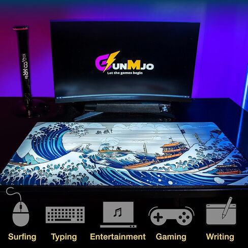 GUNMJO Dragon on fire Extended Gaming Mouse Pad, Ultra-Smooth Surface for Pixel-Precise Mouse Control, Durable Anti-Fray Stitching, Non-Slip Rubber Base, for Gamer, Office & Home, Light & Portable in Saudi Arabia