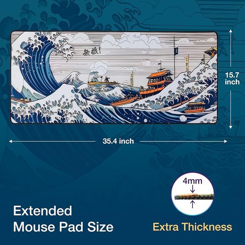 GUNMJO Dragon on fire Extended Gaming Mouse Pad, Ultra-Smooth Surface for Pixel-Precise Mouse Control, Durable Anti-Fray Stitching, Non-Slip Rubber Base, for Gamer, Office & Home, Light & Portable in Saudi Arabia