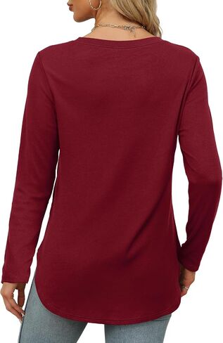 XIEERDUO Womens Long Sleeve Round Neck Shirts Side Split Basic Loose Tunic Tops Casual 2024 in Saudi Arabia