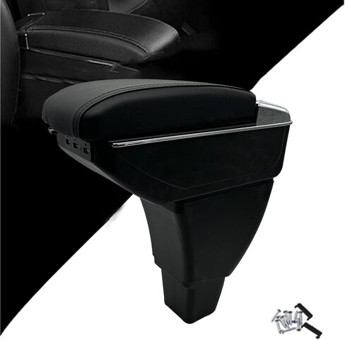 صندوق مسند الذراع لسيارة Toyota bB Scion xB 2004 2005 2006 وحدة تحكم مركزية أمامية مزدوجة الطبقة جلد أسود مع شحن 7 منافذ USB in Kuwait
