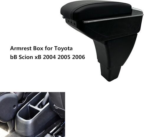 صندوق مسند الذراع لسيارة Toyota bB Scion xB 2004 2005 2006 وحدة تحكم مركزية أمامية مزدوجة الطبقة جلد أسود مع شحن 7 منافذ USB in Kuwait