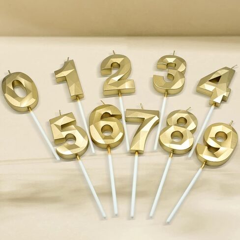 47th & 74th Birthday Candles for Cake, Gold Number 47 74 3D Diamond Shaped Candle Birthday Decorations Party Supplies for Women or Men in Saudi Arabia
