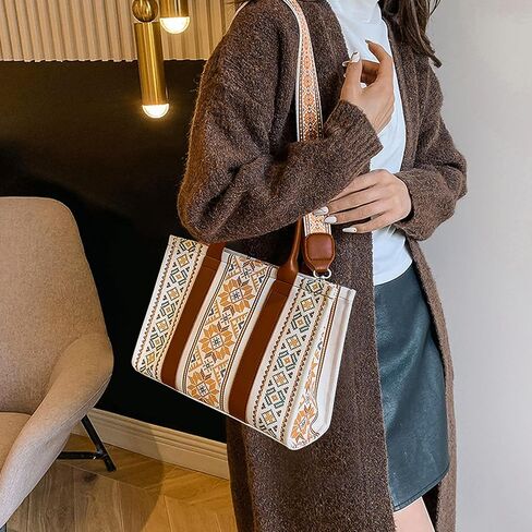 حقيبة حمل للنساء، حقيبة كتف بوهو ذات سعة كبيرة حقيبة شاطئ صيفية، حقائب يد كاجوال للسفر والتسوق في العطلات in Kuwait