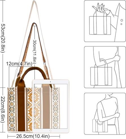 حقيبة حمل للنساء، حقيبة كتف بوهو ذات سعة كبيرة حقيبة شاطئ صيفية، حقائب يد كاجوال للسفر والتسوق في العطلات in Kuwait