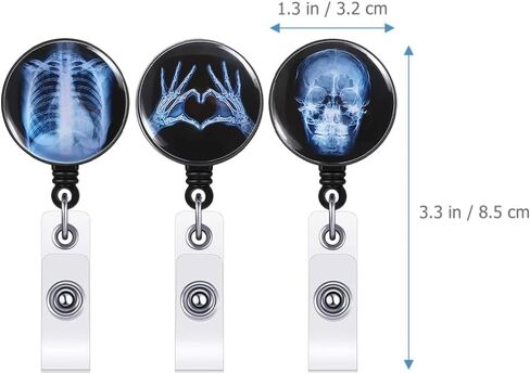 3 قطع من NUOBESTY حامل شارات تكنولوجيا الأشعة القابلة للسحب، بكرات شارة الهوية على شكل جمجمة قوطية، بكرات شارة الطبيب، حامل بطاقات بكرة شارة الأشعة، مشابك شارة هدايا دوارة، سلاسل مفاتيح in Kuwait
