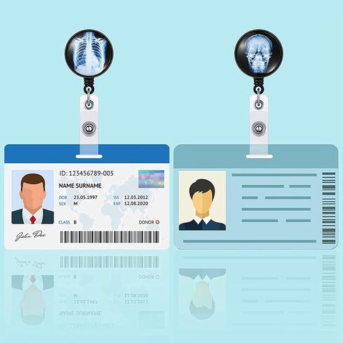 3 قطع من NUOBESTY حامل شارات تكنولوجيا الأشعة القابلة للسحب، بكرات شارة الهوية على شكل جمجمة قوطية، بكرات شارة الطبيب، حامل بطاقات بكرة شارة الأشعة، مشابك شارة هدايا دوارة، سلاسل مفاتيح in Kuwait