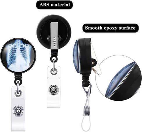 3 قطع من NUOBESTY حامل شارات تكنولوجيا الأشعة القابلة للسحب، بكرات شارة الهوية على شكل جمجمة قوطية، بكرات شارة الطبيب، حامل بطاقات بكرة شارة الأشعة، مشابك شارة هدايا دوارة، سلاسل مفاتيح in Kuwait