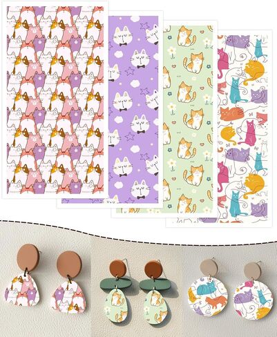 Puocaon Dinosaur Transfer Paper for Polymer Clay, 20 Pcs Cute Dino Clay Transfer Paper for Polymer Clay Earrings, Baby Dino Brachiosaurus Stegosaurus Transfer Paper for Polymer Clay Jewelry Making in Saudi Arabia