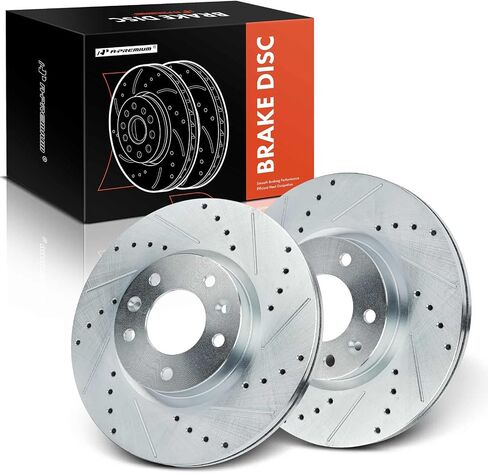 A-Premium 11.77 inch (299mm) Front Drilled and Slotted Disc Brake Rotors Compatible with Select Ford, Lincoln, Mazda and Mercury Models - Fusion 2006-2012, 6 2006-2013, MKZ, Zephyr, Milan, 2-PC Set in Saudi Arabia