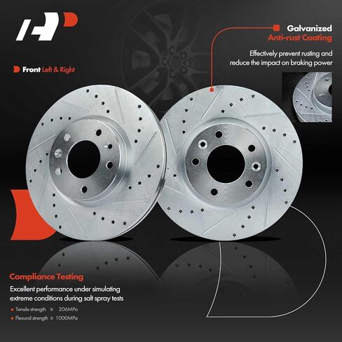 A-Premium 11.77 inch (299mm) Front Drilled and Slotted Disc Brake Rotors Compatible with Select Ford, Lincoln, Mazda and Mercury Models - Fusion 2006-2012, 6 2006-2013, MKZ, Zephyr, Milan, 2-PC Set in Saudi Arabia