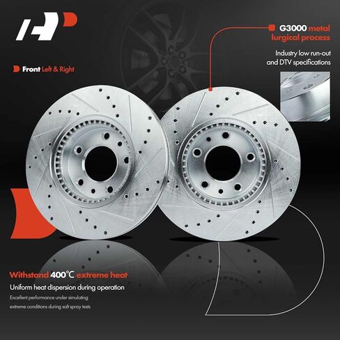 A-Premium 11.77 inch (299mm) Front Drilled and Slotted Disc Brake Rotors Compatible with Select Ford, Lincoln, Mazda and Mercury Models - Fusion 2006-2012, 6 2006-2013, MKZ, Zephyr, Milan, 2-PC Set in Saudi Arabia