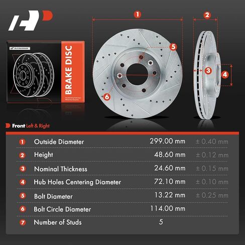 A-Premium 11.77 inch (299mm) Front Drilled and Slotted Disc Brake Rotors Compatible with Select Ford, Lincoln, Mazda and Mercury Models - Fusion 2006-2012, 6 2006-2013, MKZ, Zephyr, Milan, 2-PC Set in Saudi Arabia
