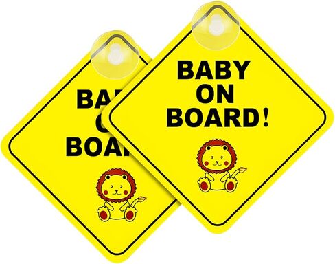 قطعتان من ملصقات الأطفال على اللوحة للسيارات، لوحة إشعارات تحذيرية مقاس 5 × 5 بوصات مع أكواب شفط، علامات أمان للأطفال قابلة للإزالة ومقاومة للماء، لافتة ملحقات السيارة لملصقات ممتص الصدمات لنافذة السيارة (Baby-2) in Kuwait