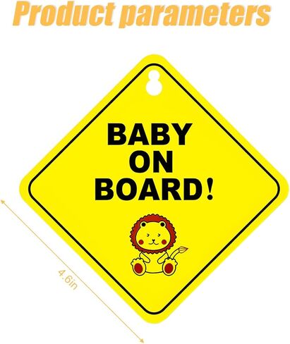 قطعتان من ملصقات الأطفال على اللوحة للسيارات، لوحة إشعارات تحذيرية مقاس 5 × 5 بوصات مع أكواب شفط، علامات أمان للأطفال قابلة للإزالة ومقاومة للماء، لافتة ملحقات السيارة لملصقات ممتص الصدمات لنافذة السيارة (Baby-2) in Kuwait