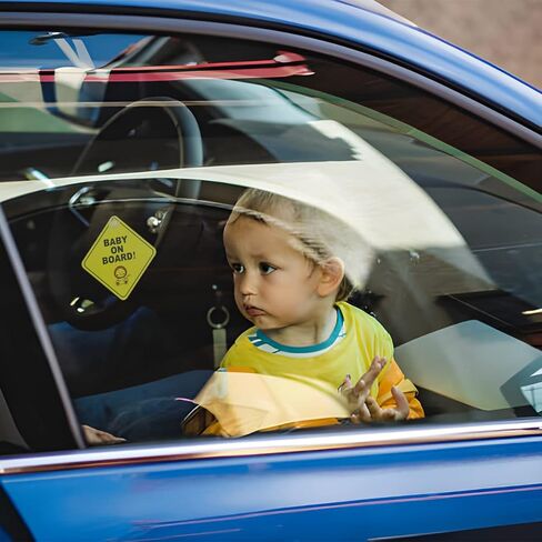 قطعتان من ملصقات الأطفال على اللوحة للسيارات، لوحة إشعارات تحذيرية مقاس 5 × 5 بوصات مع أكواب شفط، علامات أمان للأطفال قابلة للإزالة ومقاومة للماء، لافتة ملحقات السيارة لملصقات ممتص الصدمات لنافذة السيارة (Baby-2) in Kuwait