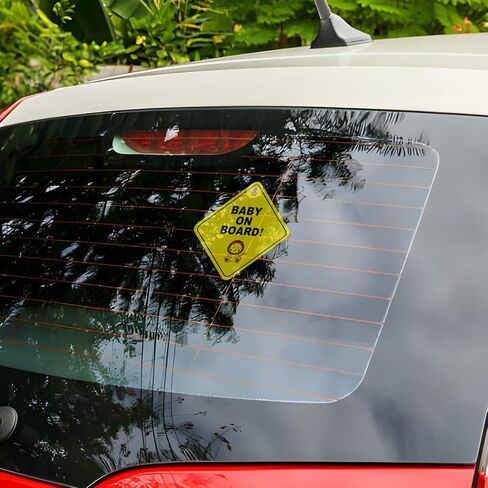 قطعتان من ملصقات الأطفال على اللوحة للسيارات، لوحة إشعارات تحذيرية مقاس 5 × 5 بوصات مع أكواب شفط، علامات أمان للأطفال قابلة للإزالة ومقاومة للماء، لافتة ملحقات السيارة لملصقات ممتص الصدمات لنافذة السيارة (Baby-2) in Kuwait