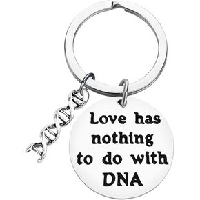 Step Children Keychain Gift Step Parent Jewelry for Stepdaughter Stepson Love Has Nothing to Do with DNA Keychain Mother in Law Keychain Stepmom Stepdad Gift Birthday Christmas Gift for Step Parent