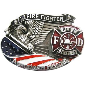 JEAN'S FRIEND Vintage Style American Hero Firefighter Fire Enamel Belt Buckle also Stock in US
