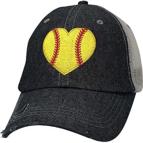 Cocomo Soul Womens Softball Mom Hat | Softball Heart Hat | Softball Mom 300 Dark Grey