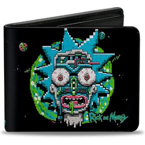Buckle-Down Rick and Morty Wallet, Bifold, Rick and Morty 8-Bit Faces, Vegan Leather
