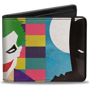 Buckle-Down Wallet Joker/batman Face Juxtaposition Multi Color/blue/whit Accessory