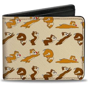 Buckle-Down Wallet Bifold PU Chip n Dale Action Poses Beige