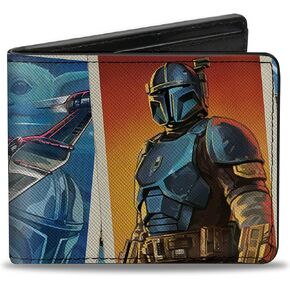 Star Wars Wallet, Bifold, The Mandalorian and Grogu Pose Blocks, Vegan Leather