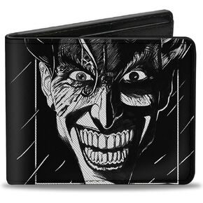 Buckle-Down DC Comics Wallet, Bifold, The Joker Smiling Face Sketch Black White, Vegan Leather