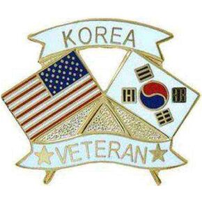 VetFriends.com Korea Veteran 2 Flags Hat Lapel Pin