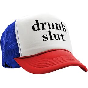 Drunk Slut - Funny Sexy Party Beer College - Adult Trucker Cap Hat, RWB