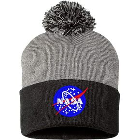 Embroidered Lunar NASA, Embroidered Warm Pom Pom on Top Beanie