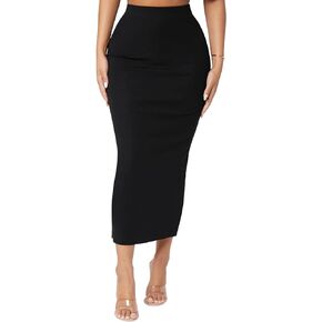 SOLY HUX Women's Solid Elastic High Waisted Bodycon Pencil Long Skirt