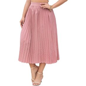 KOJOOIN Plus Size Pleated Skirt Women's Plus Size Skirt Elastic Waist Boho Skirts Plus Size Midi Skirts for Curvy Women